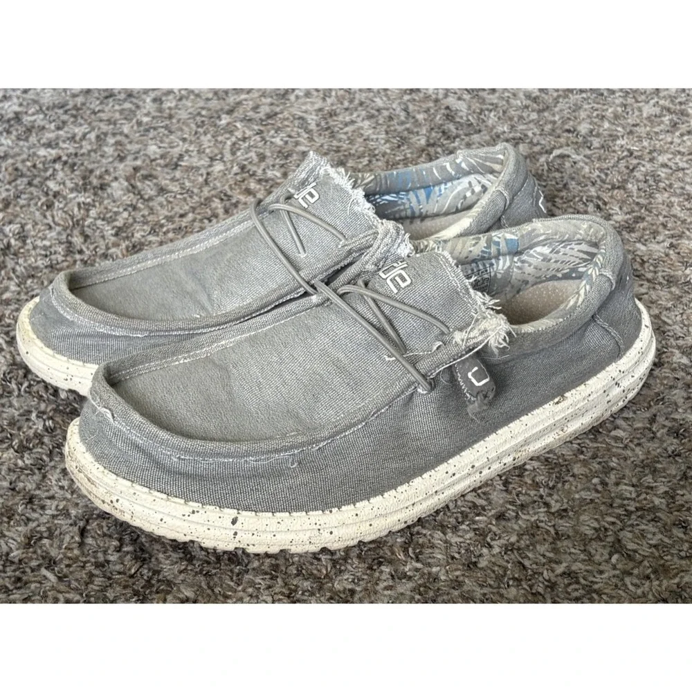 Hey Dude Wally Stretch Size 10 Mens Shoes Iron Gray Slip Ons